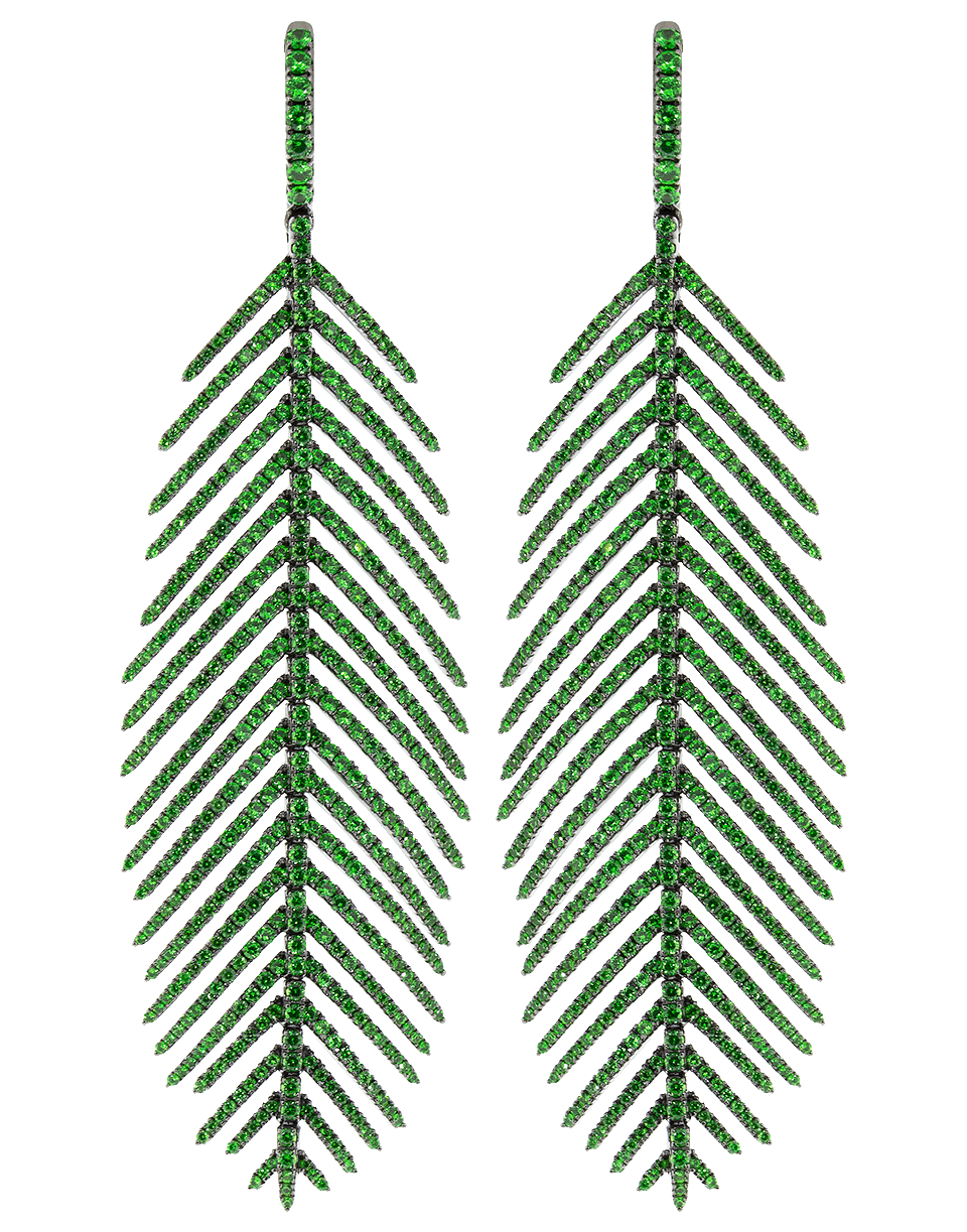 SIDNEY GARBER-Tsavorite Feathers That Move Earrings-WHITE GOLD