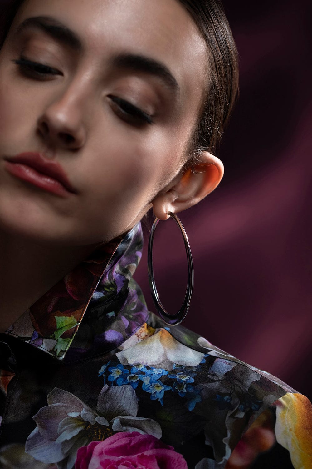 SIDNEY GARBER-White Gold Crescent Hoops-WHITE GOLD