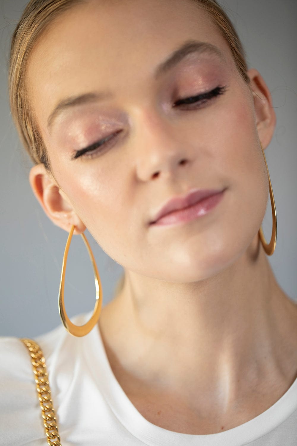 SIDNEY GARBER-Crescent Teardrop Hoops - Yellow Gold-YELLOW GOLD
