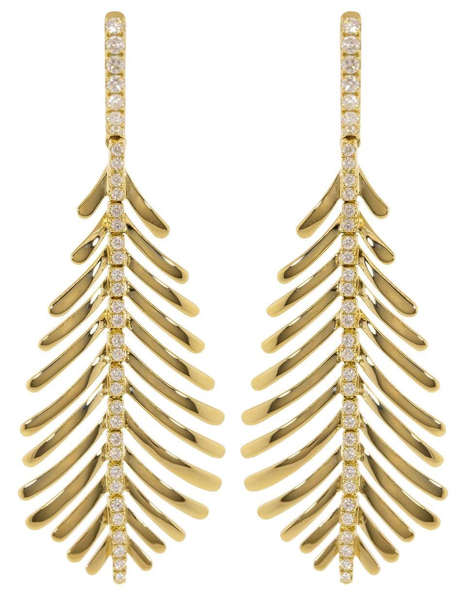 SIDNEY GARBER-Diamond Spine Plume Earrings-YELLOW GOLD