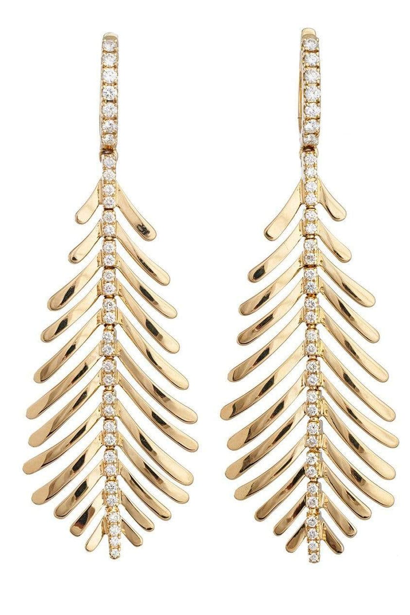 SIDNEY GARBER-Diamond Spine Plume Earrings-YELLOW GOLD