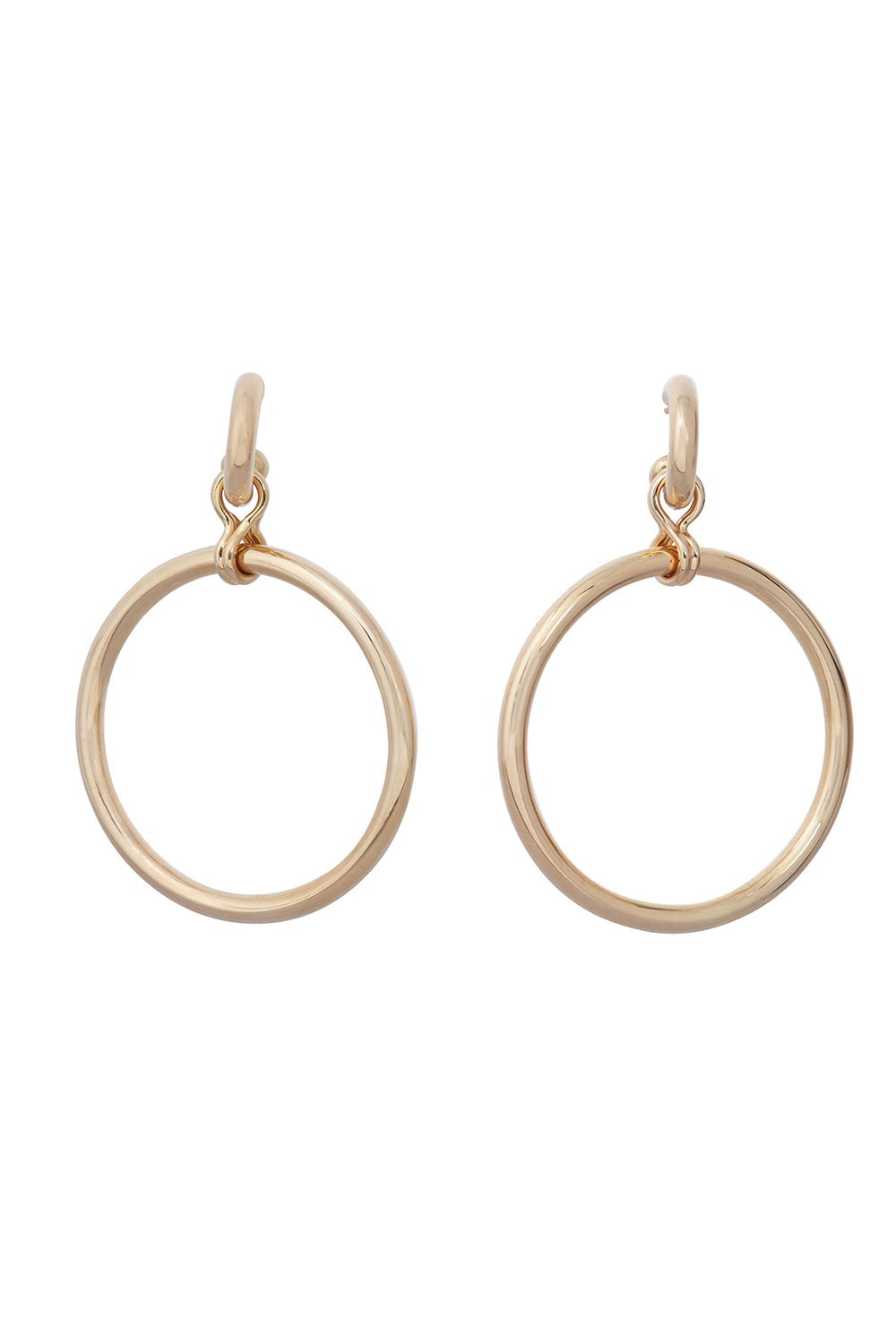 SIDNEY GARBER-Drop Hoop Earrings - 3in - Yellow Gold-YELLOW GOLD