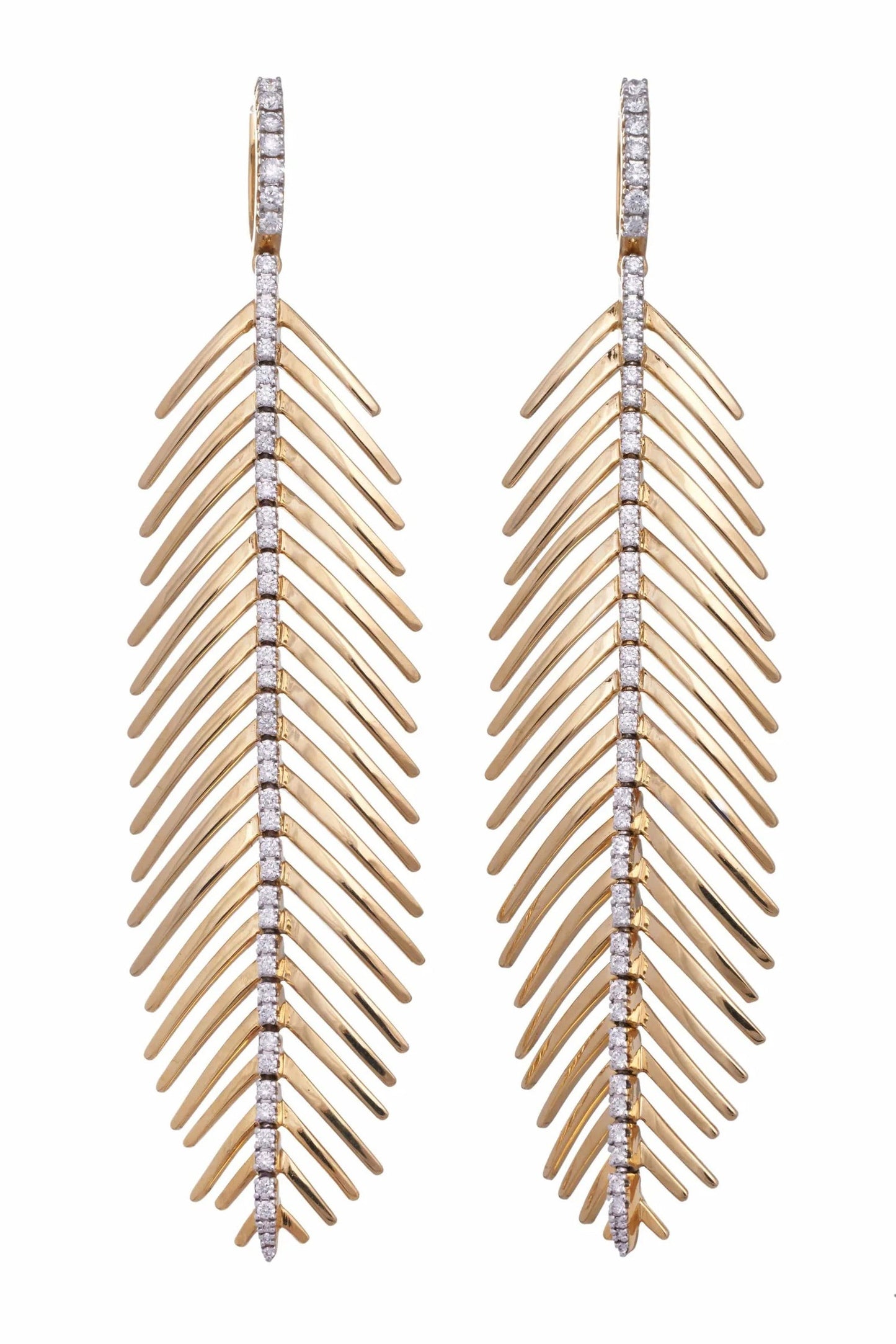 SIDNEY GARBER-Feathers That Move Diamond Earrings - Yellow Gold-YELLOW GOLD