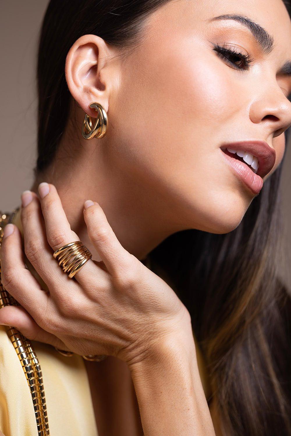 SIDNEY GARBER-Intertwined Hoop Earrings-YELLOW GOLD