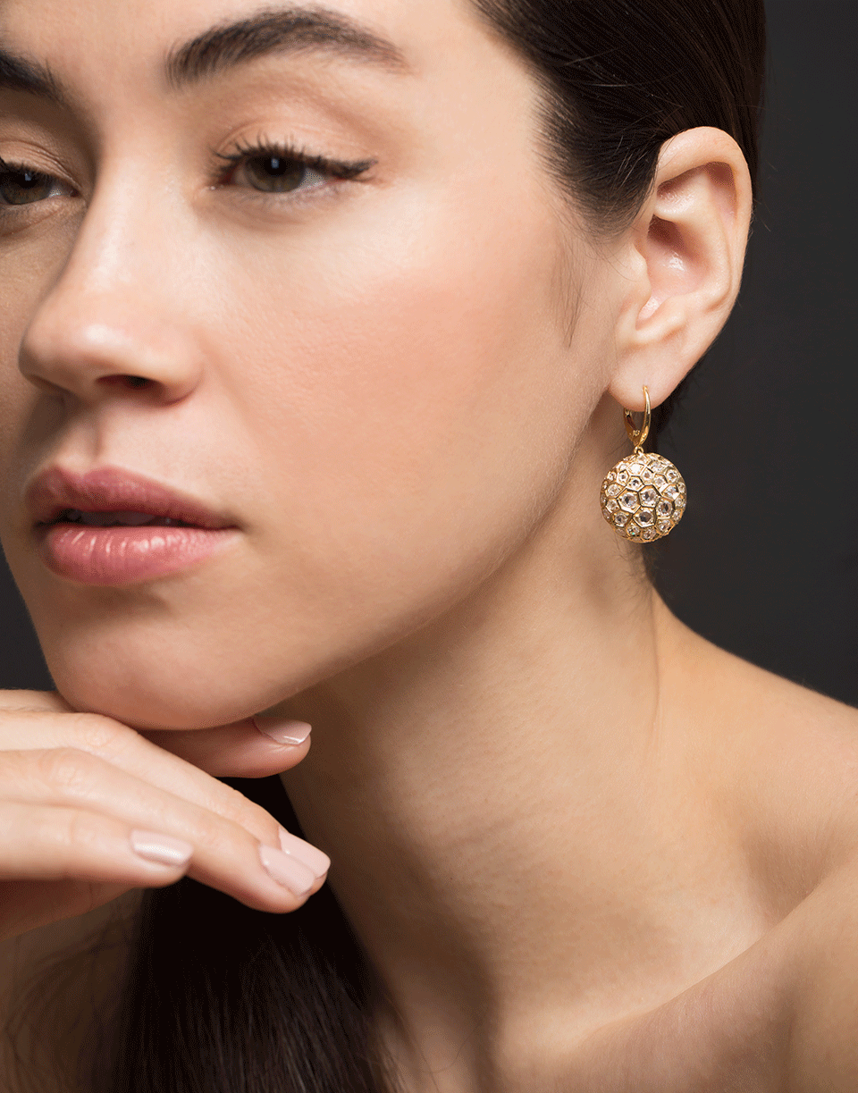 SIDNEY GARBER-Large Diamond Honeycomb Earrings- Yellow Gold-YELLOW GOLD