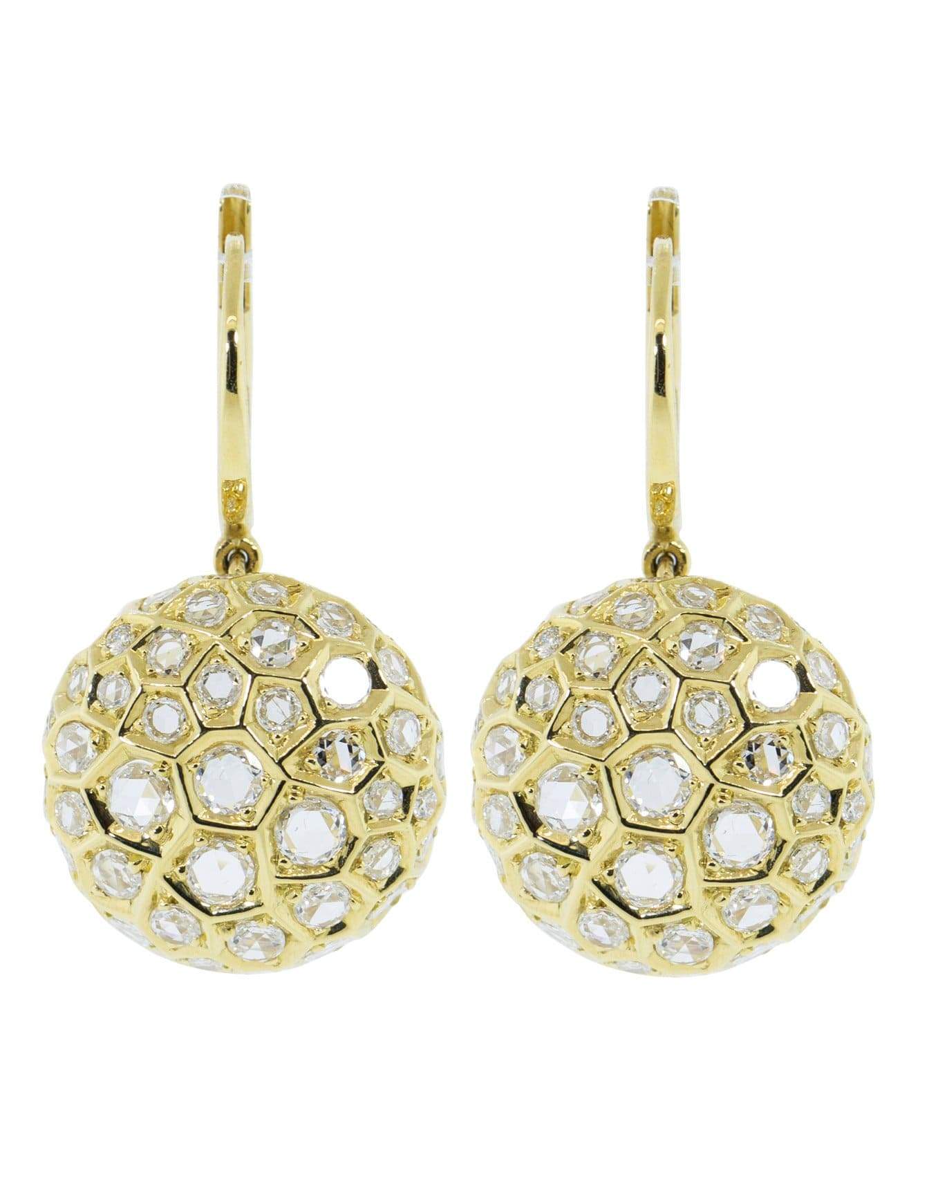 SIDNEY GARBER-Large Diamond Honeycomb Earrings- Yellow Gold-YELLOW GOLD