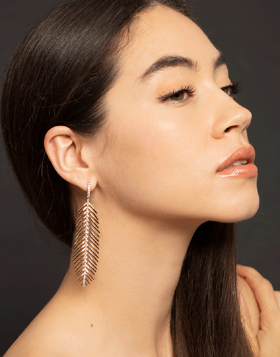 SIDNEY GARBER-Large Feathers That Move Diamond Earrings-YELLOW GOLD