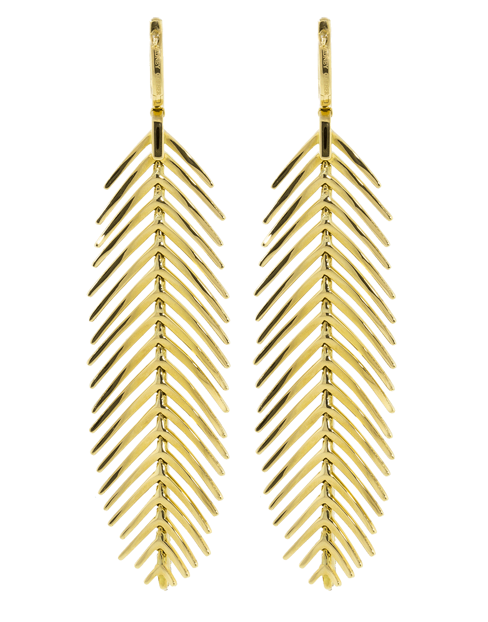 SIDNEY GARBER-Large Feathers That Move Diamond Earrings-YELLOW GOLD