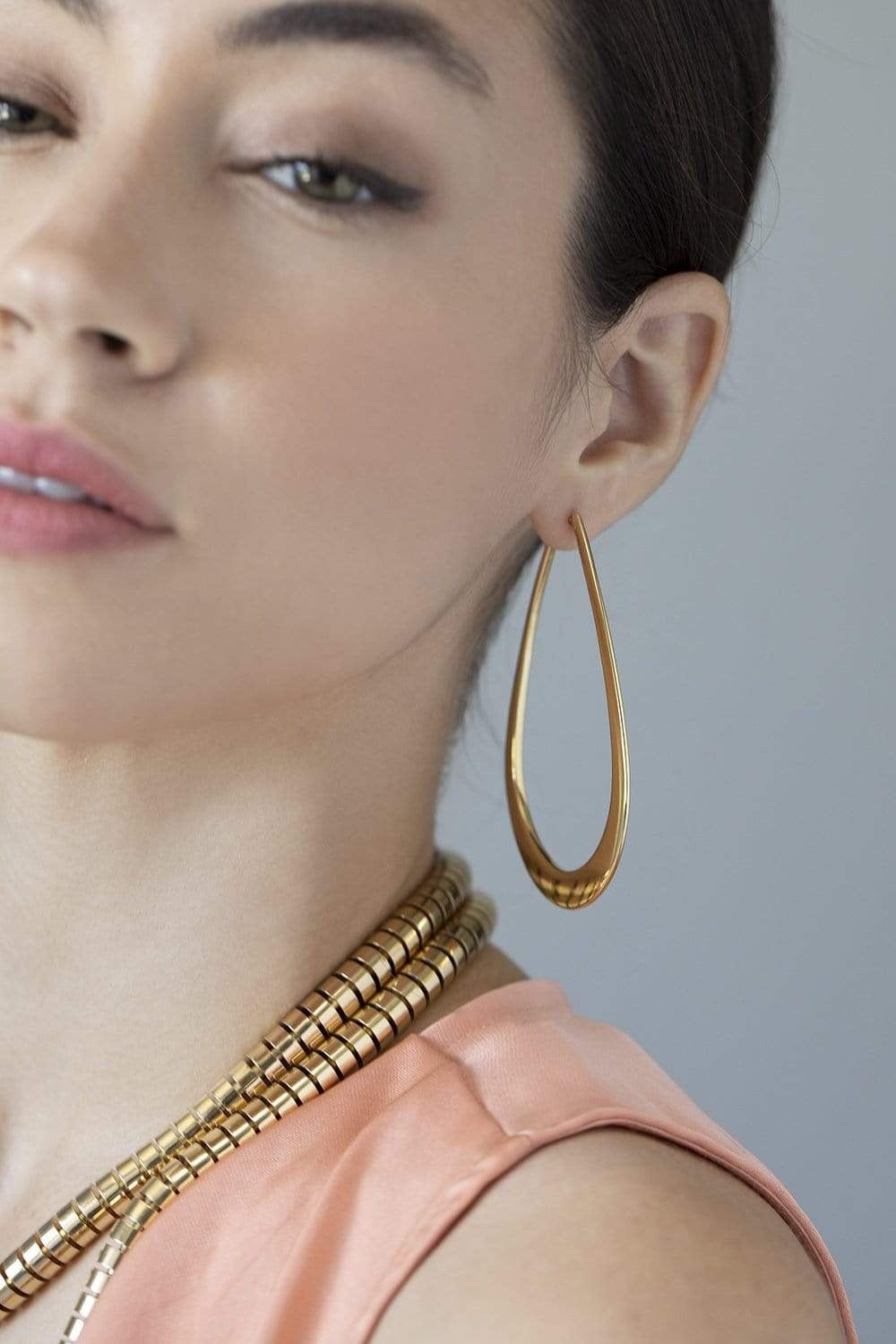 SIDNEY GARBER-Oval Crescent Hoops - Yellow Gold-YELLOW GOLD