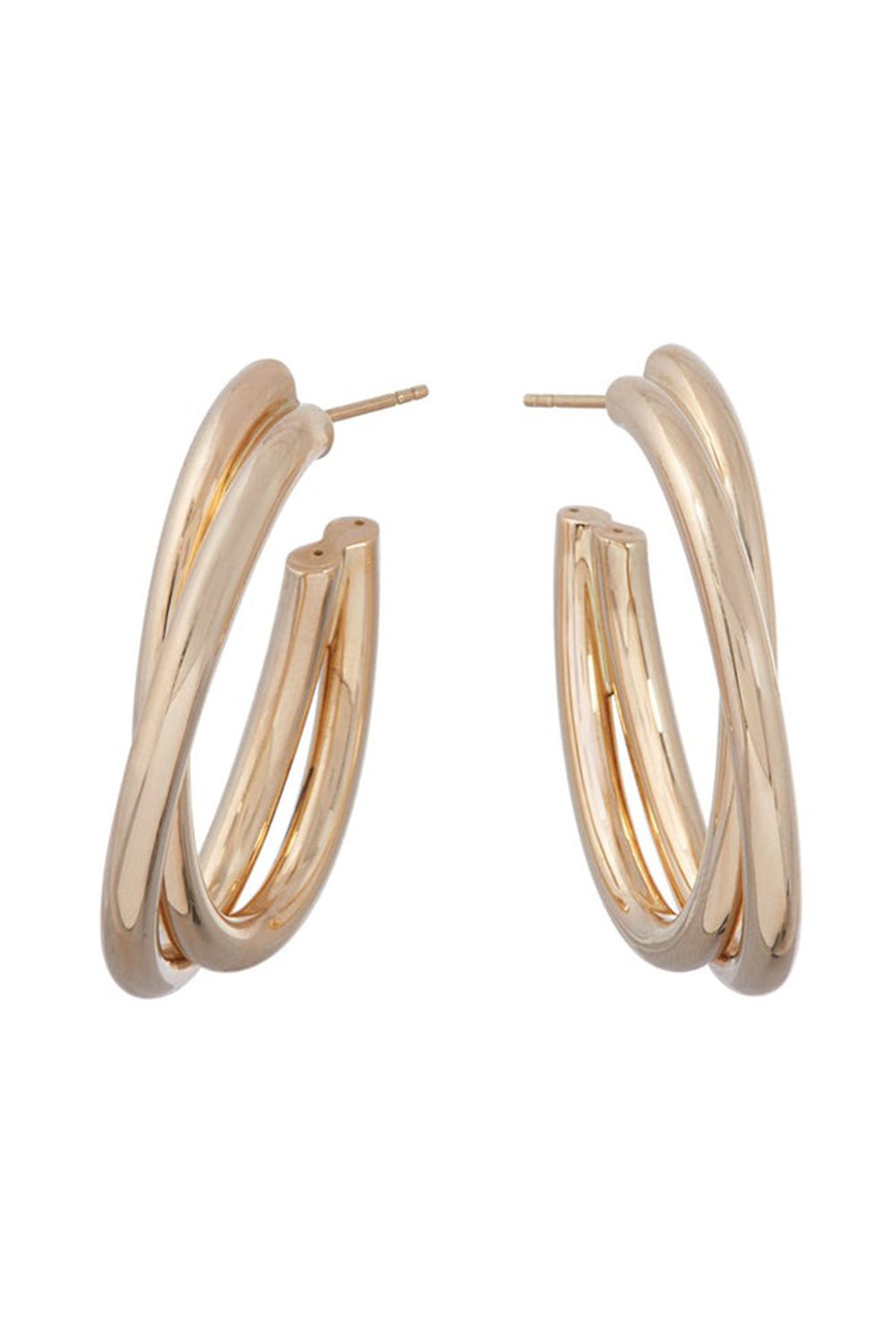 SIDNEY GARBER-Oval Intertwined Hoop Earrings-YELLOW GOLD