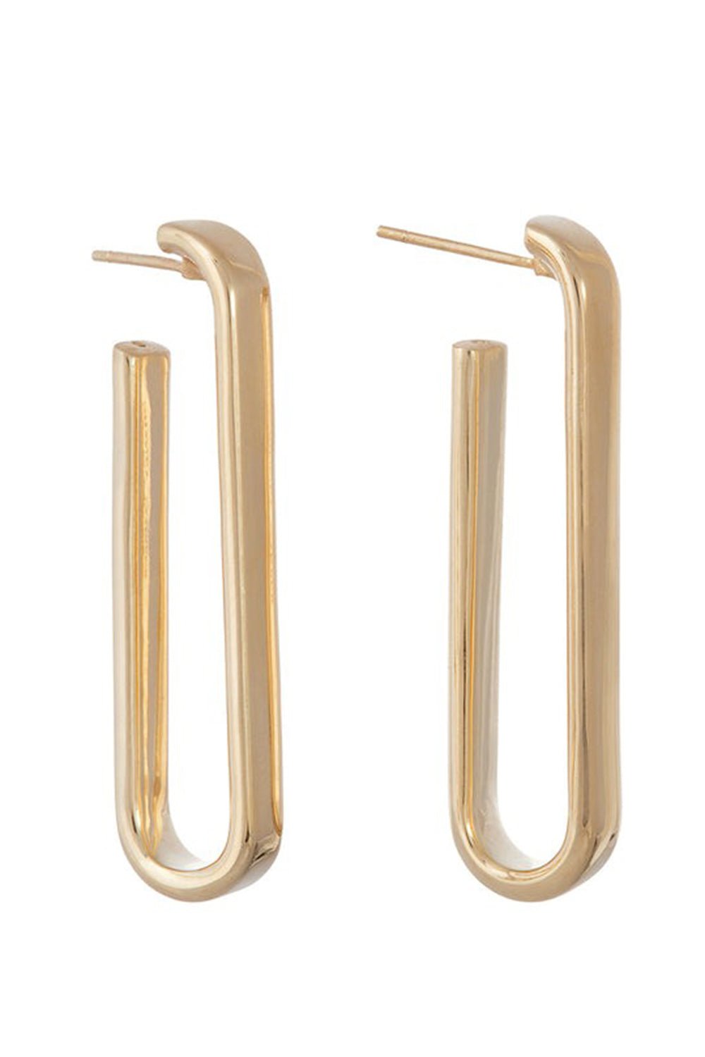 SIDNEY GARBER-Paperclip Hoop Earrings-YELLOW GOLD