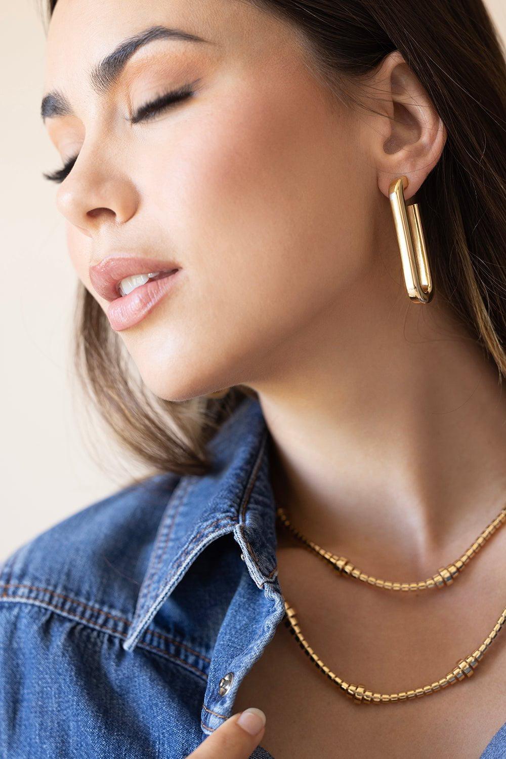 SIDNEY GARBER-Paperclip Wide Hoop Earrings-YELLOW GOLD