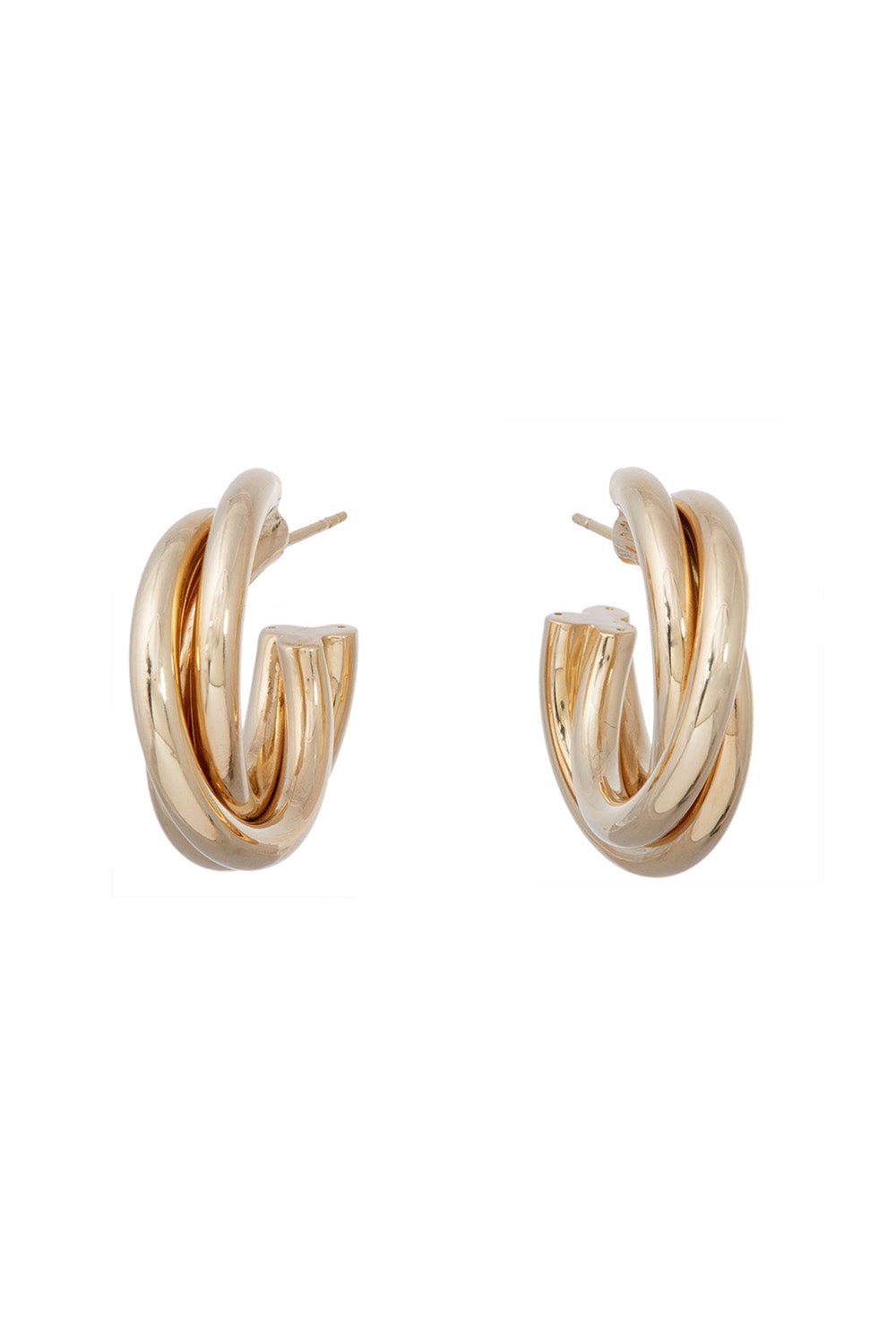 SIDNEY GARBER-Triple Intertwined Hoop Earrings-YELLOW GOLD