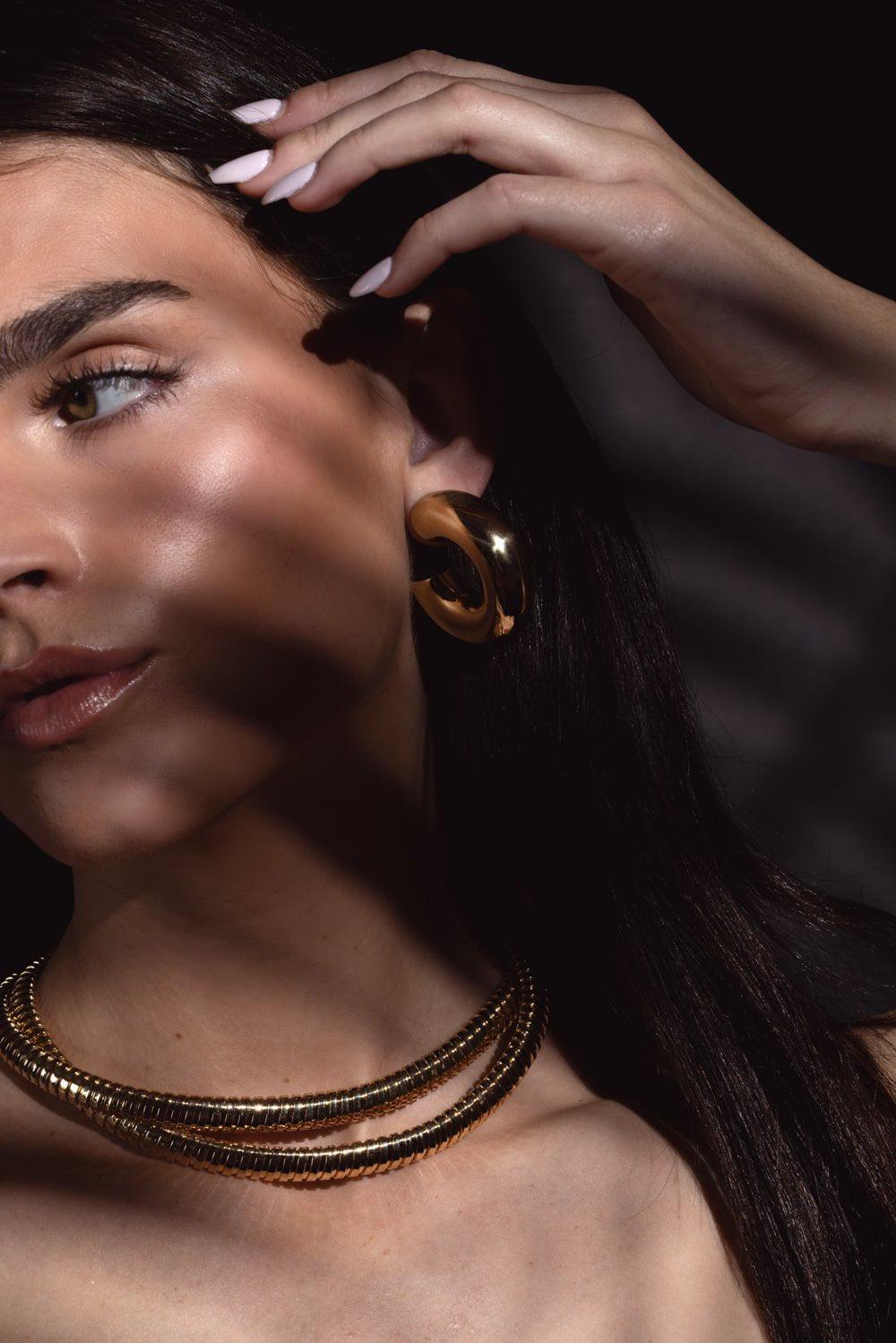 SIDNEY GARBER-Wide Tubular Hoop Earrings - 4.2cm - Yellow Gold-YELLOW GOLD