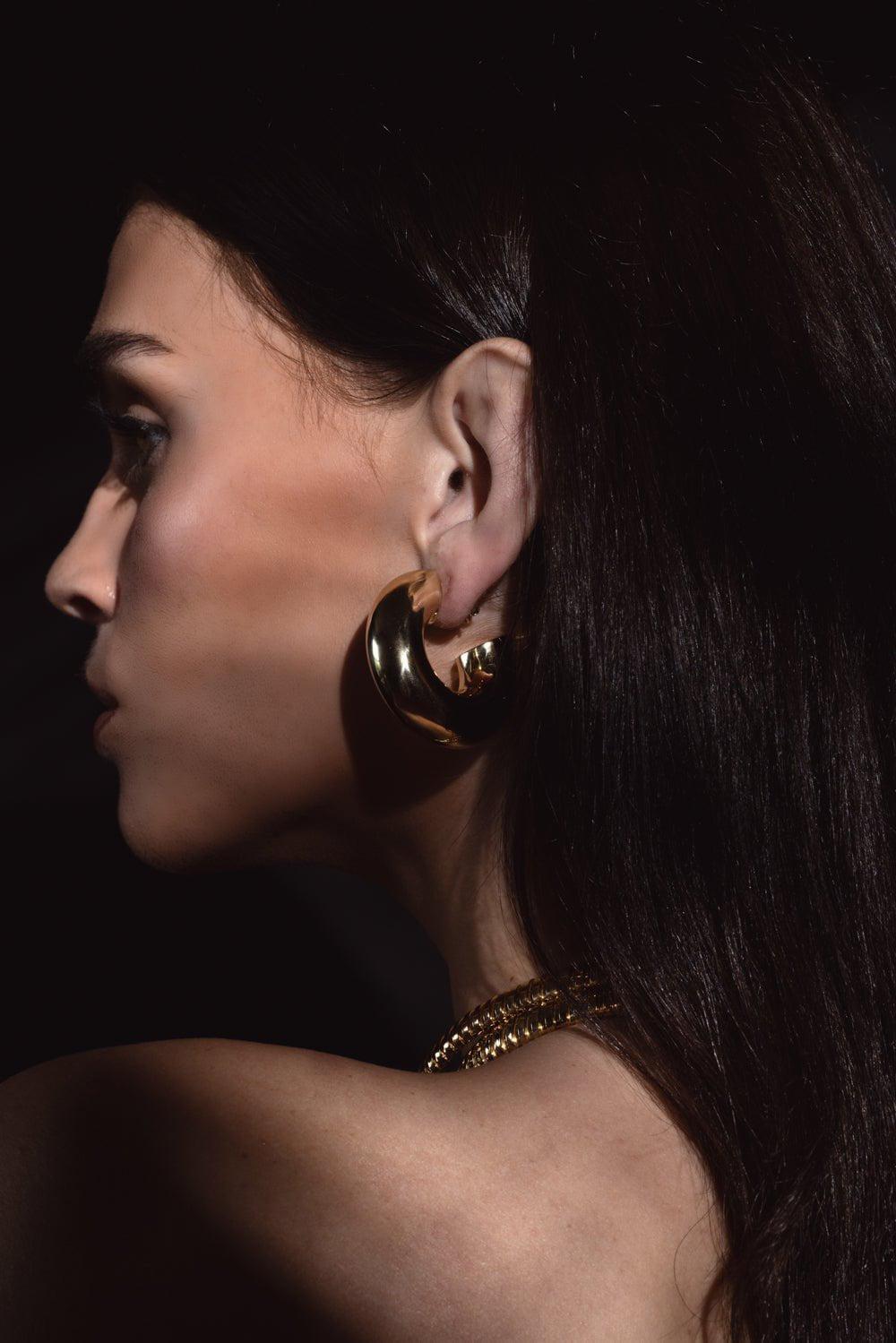 SIDNEY GARBER-Wide Tubular Hoop Earrings - 4.2cm - Yellow Gold-YELLOW GOLD