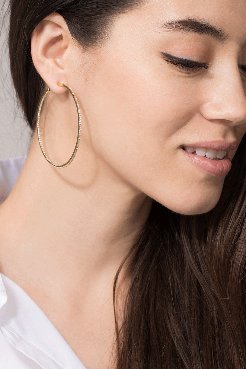 SIDNEY GARBER-Yellow Gold Large Perfect Diamond Hoops-YELLOW GOLD