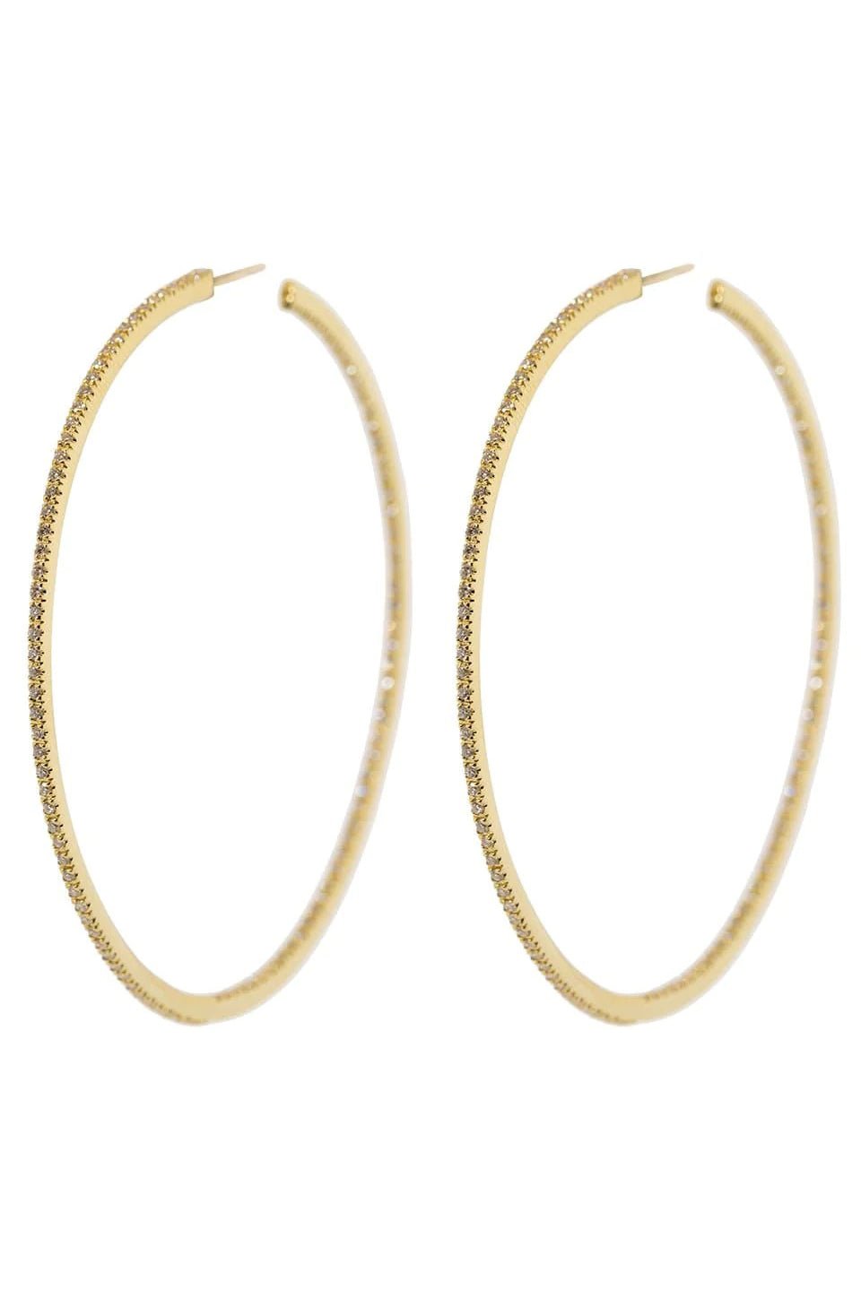 SIDNEY GARBER-Yellow Gold Large Perfect Diamond Hoops-YELLOW GOLD