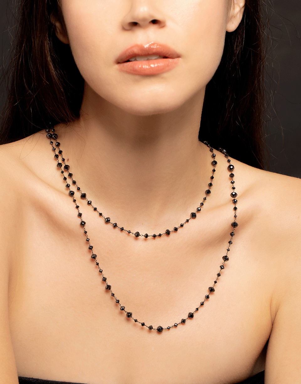 SIDNEY GARBER-Black Diamond Bead Wire Wrap Necklace-BLACK GOLD