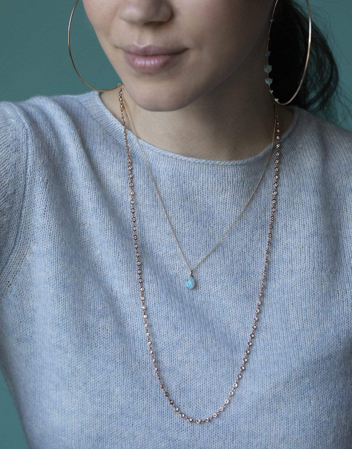 SIDNEY GARBER-Diamond Bezel Set Superlative Necklace - Rose Gold-ROSE GOLD