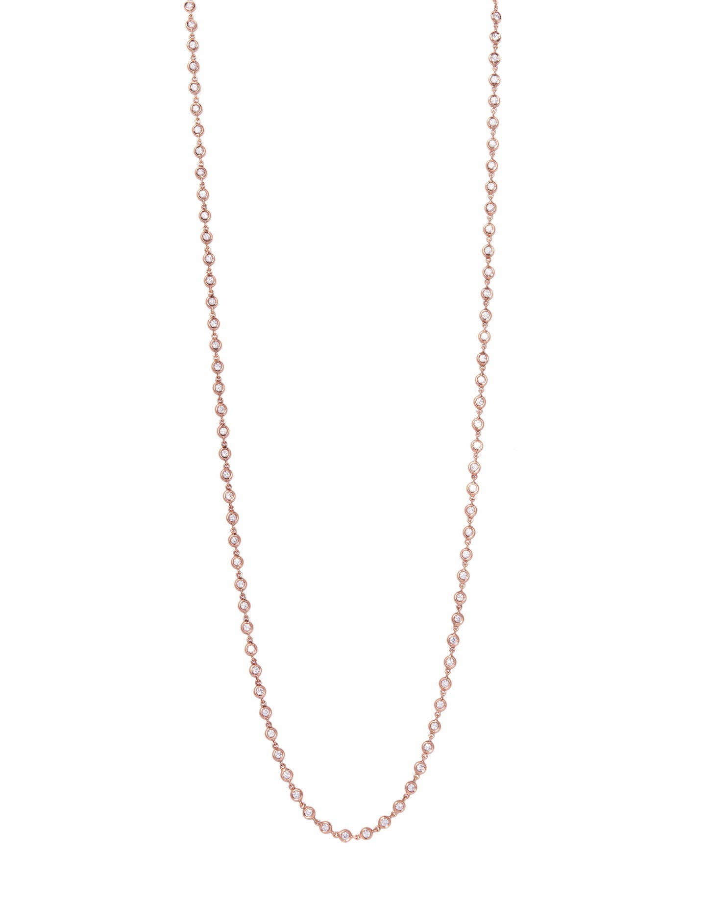 SIDNEY GARBER-Diamond Bezel Set Superlative Necklace - Rose Gold-ROSE GOLD