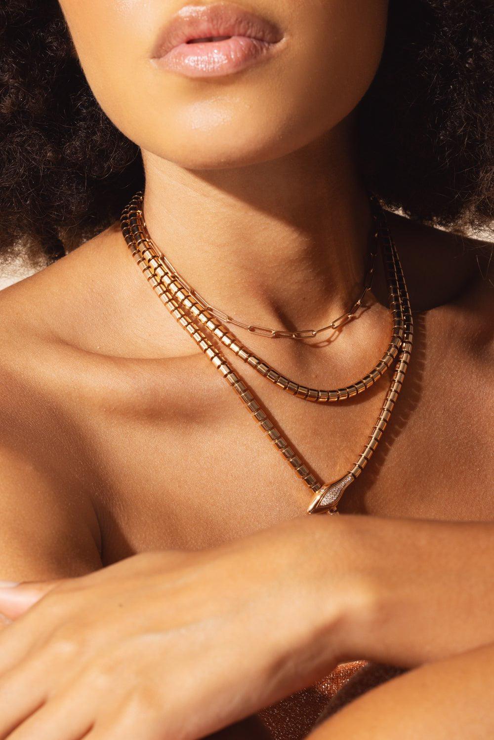 SIDNEY GARBER-Paperclip Chain Necklace-ROSE GOLD