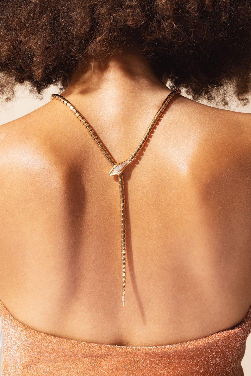 SIDNEY GARBER-Wrap Around Snake Lariat-ROSE GOLD