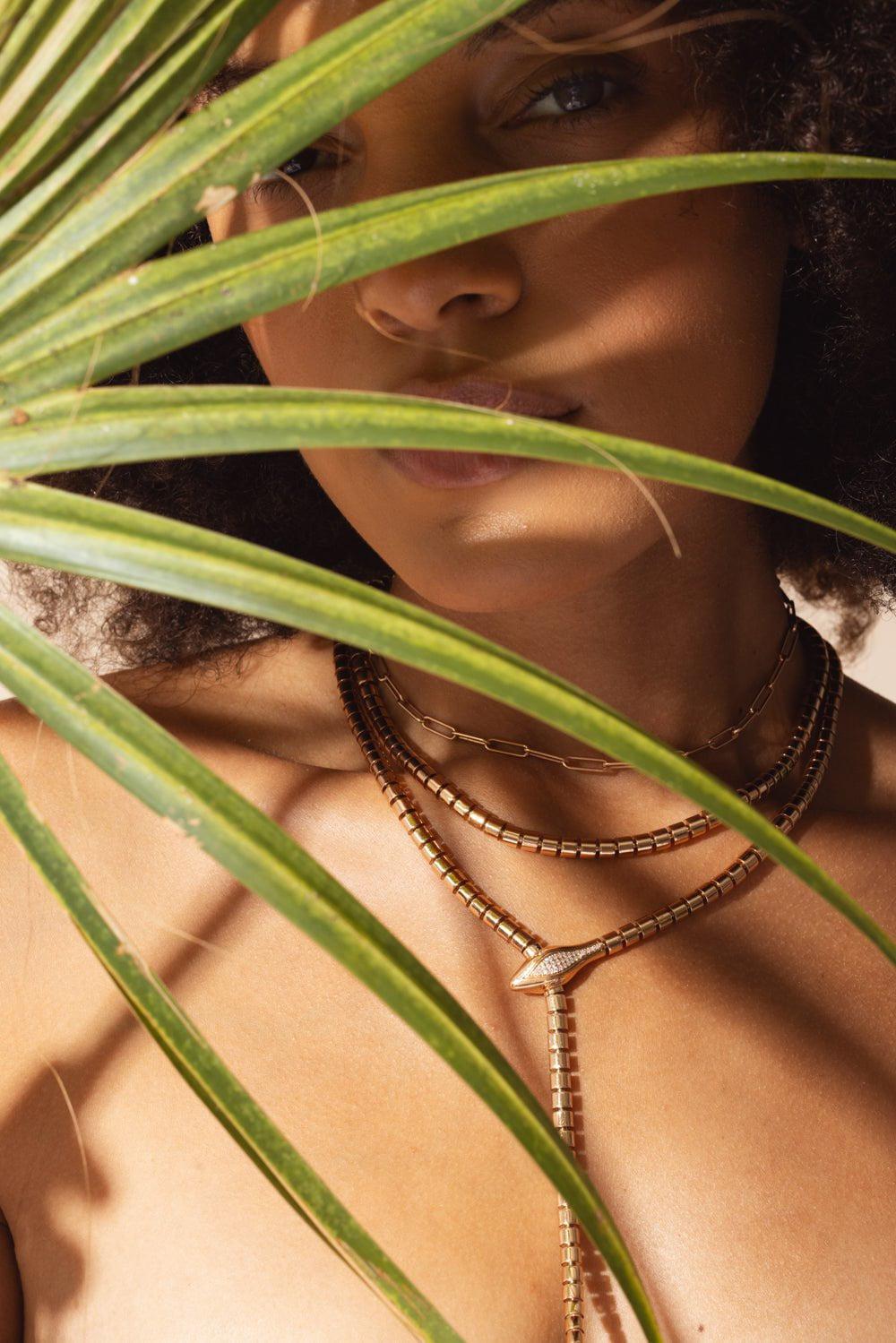 SIDNEY GARBER-Wrap Around Snake Lariat-ROSE GOLD