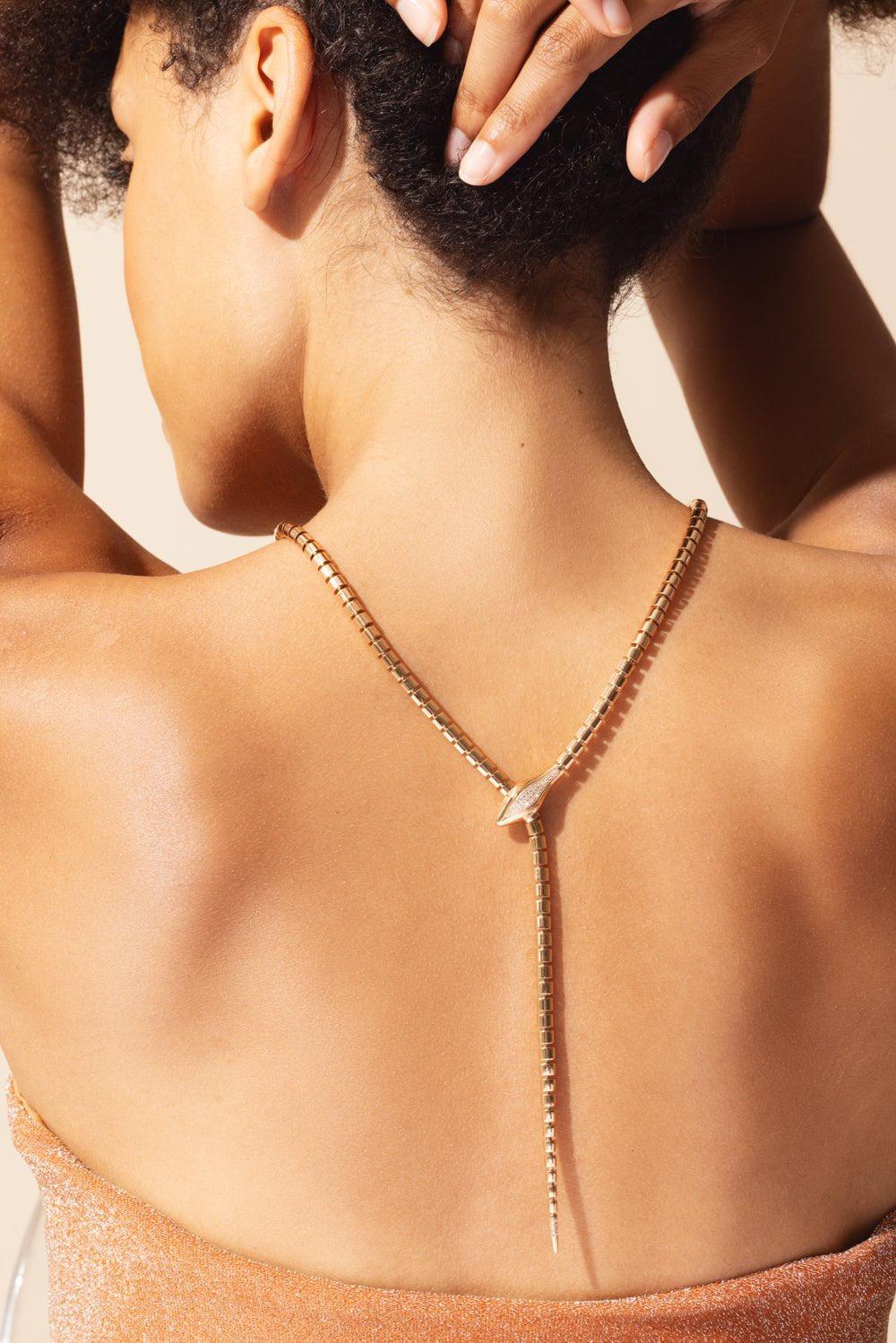 SIDNEY GARBER-Wrap Around Snake Lariat-ROSE GOLD