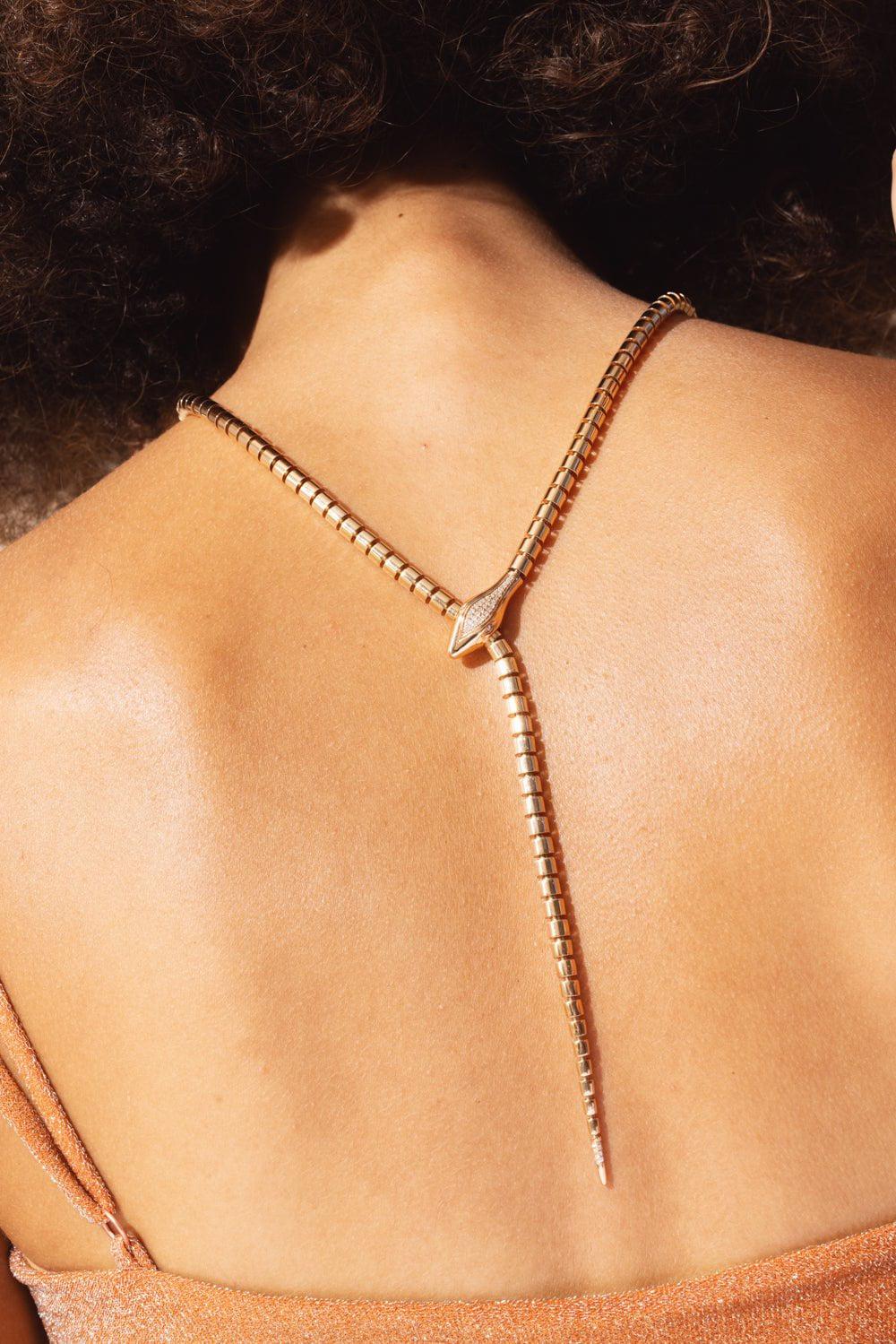 SIDNEY GARBER-Wrap Around Snake Lariat-ROSE GOLD