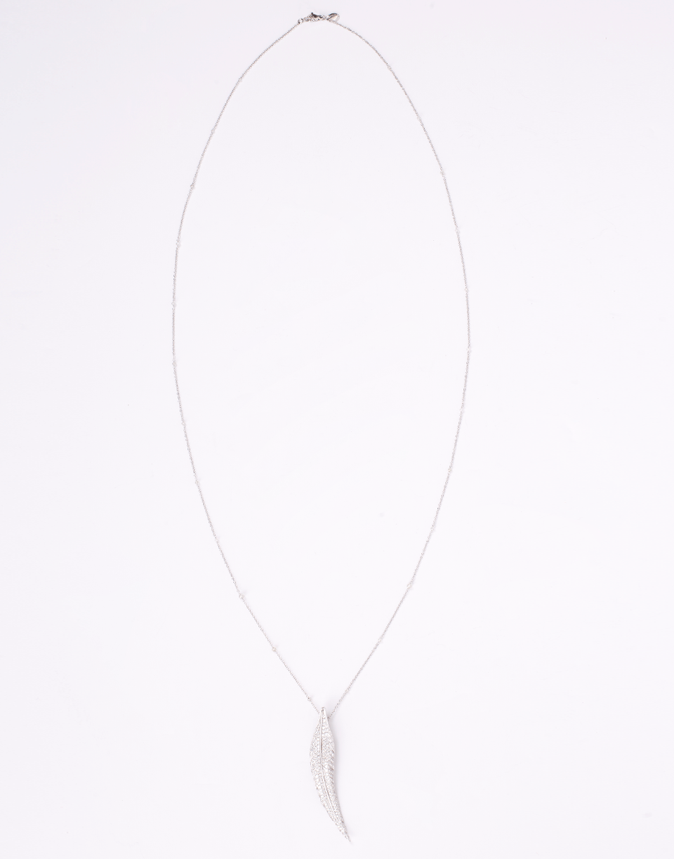 SIDNEY GARBER-Alessandra Diamond Feather Necklace-WHITE GOLD