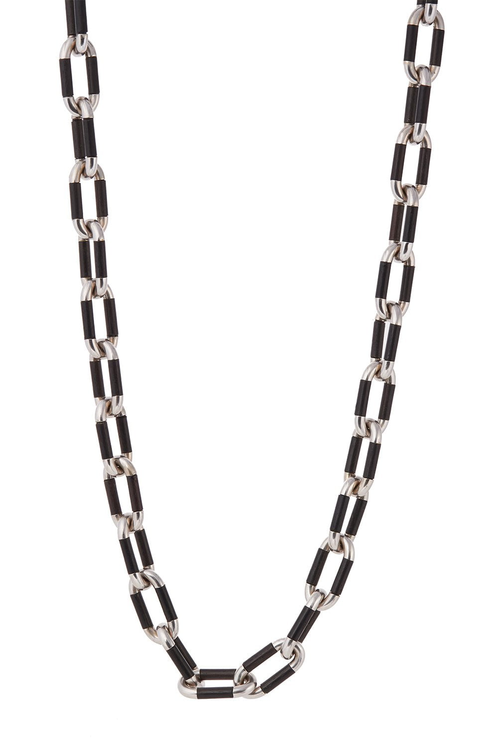 SIDNEY GARBER-Ebony Oval Link Necklace - 28in - White Gold-WHITE GOLD