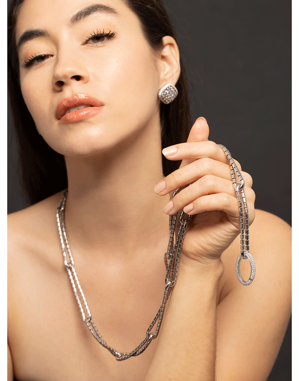 SIDNEY GARBER-Flexible Golden Link Necklace-WHITE GOLD