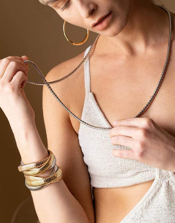 SIDNEY GARBER-Skinny Ophelia Necklace - White Gold-WHITE GOLD