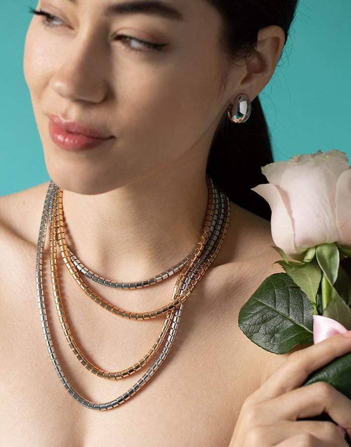SIDNEY GARBER-Skinny Ophelia Necklace - White Gold-WHITE GOLD