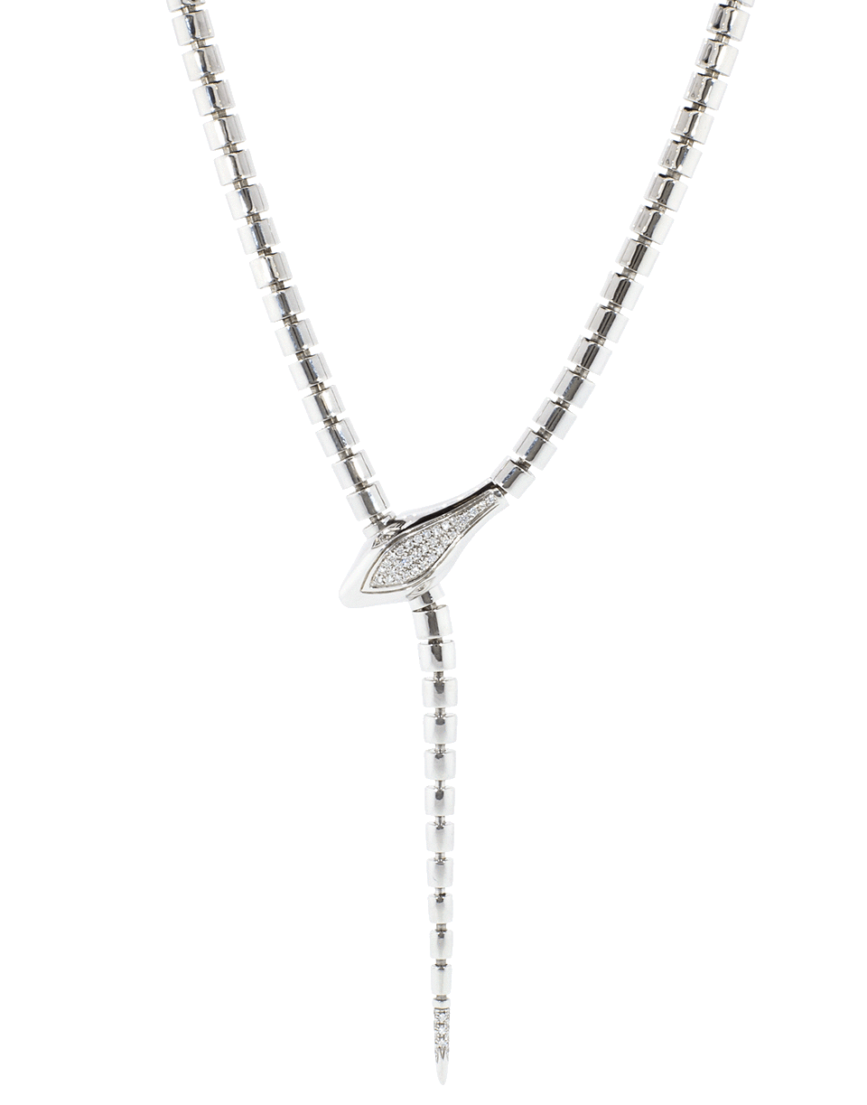 SIDNEY GARBER-Snake Lariat Wrap Necklace-WHITE GOLD