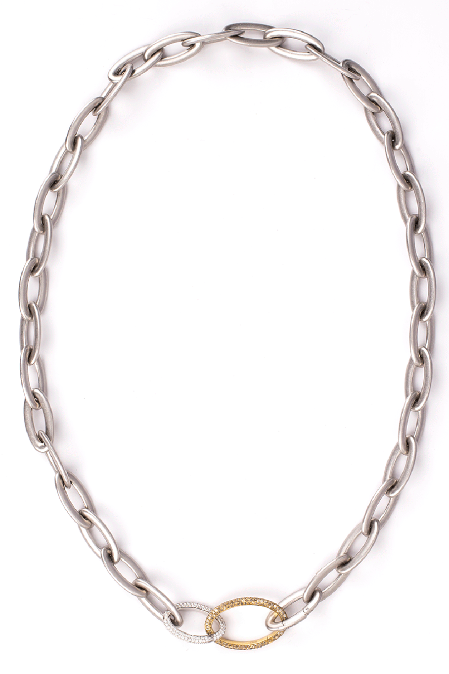 SIDNEY GARBER-Tivoli Oval Link Necklace-WHITE GOLD