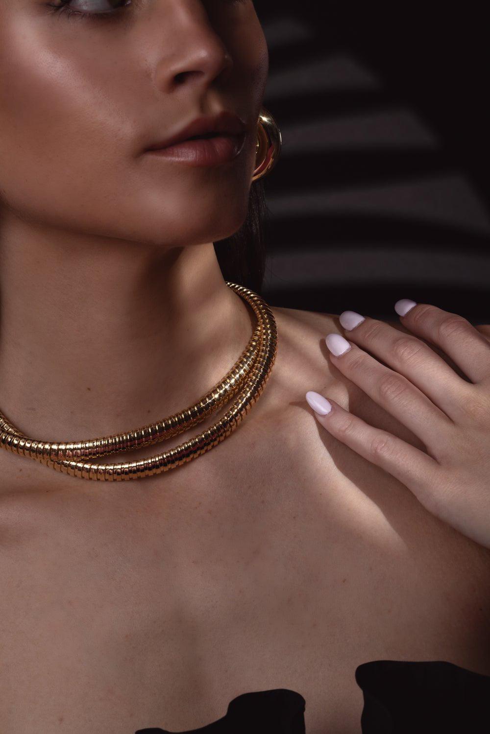 SIDNEY GARBER-Due Collana Necklace - 16in - Yellow Gold-YELLOW GOLD