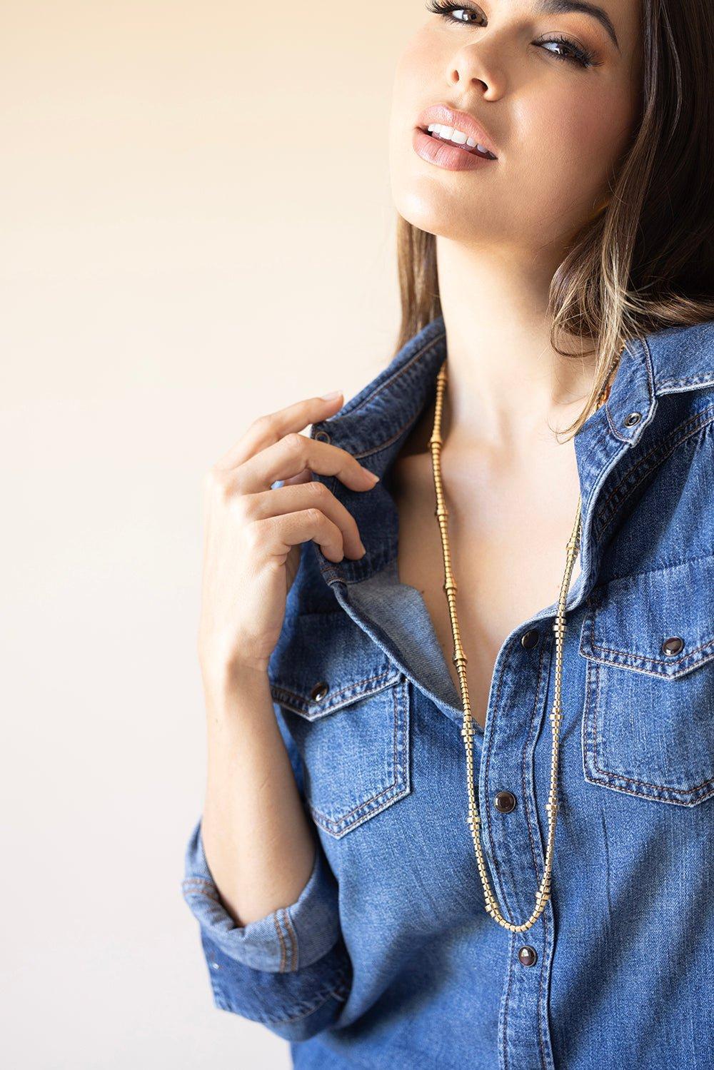 SIDNEY GARBER-Hourglass Necklace-YELLOW GOLD