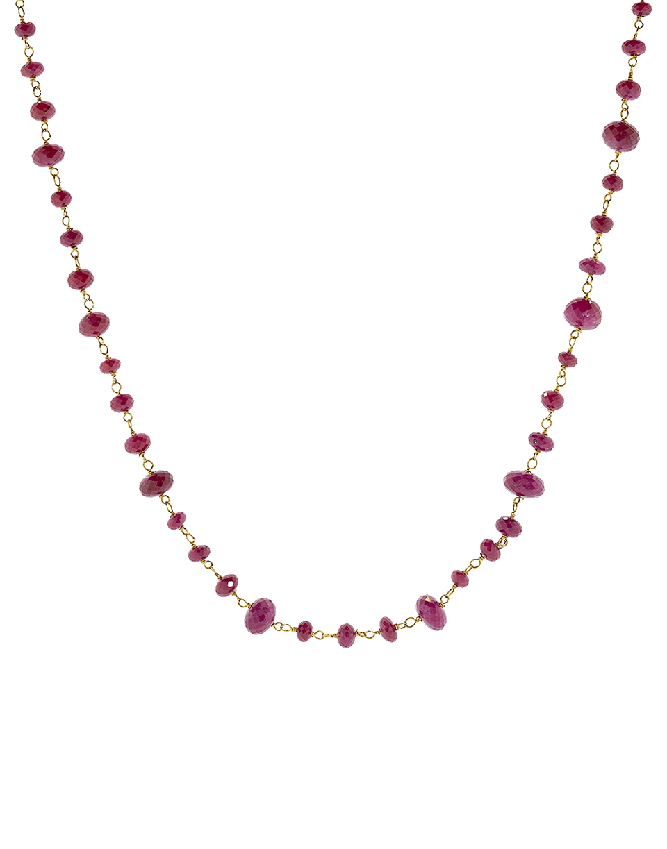 SIDNEY GARBER-Ruby Bead Wrap Necklace-YELLOW GOLD