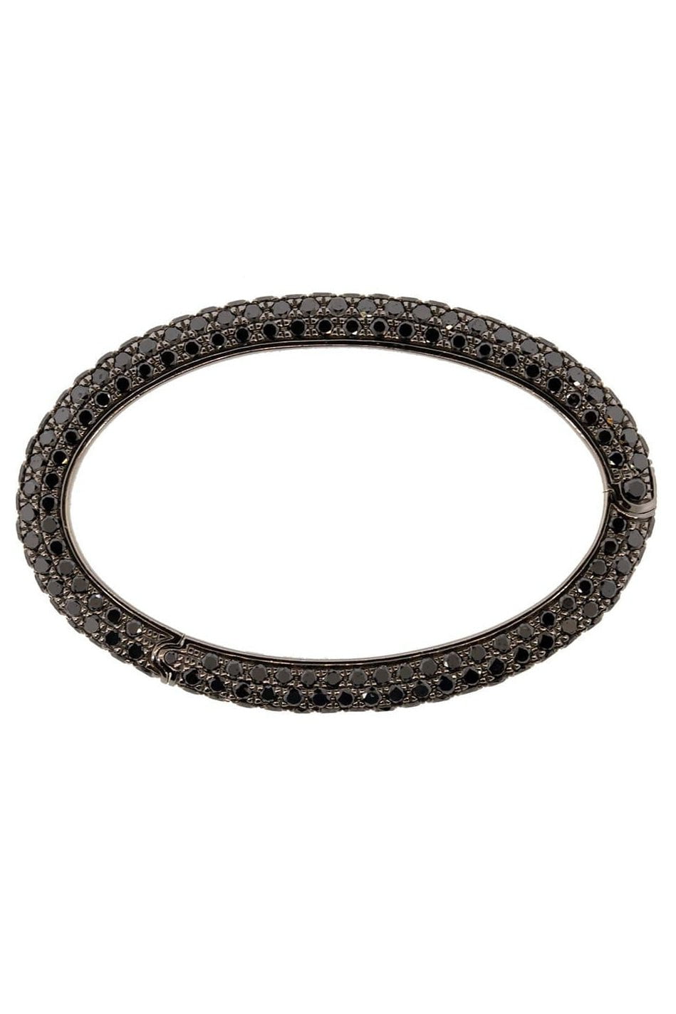 SIDNEY GARBER-Large Black Diamond Oval Link Clasp-WHITE GOLD