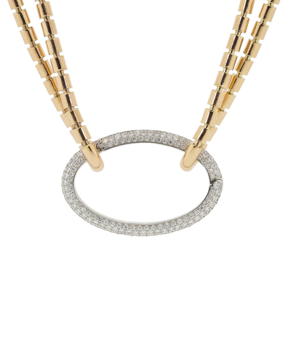 SIDNEY GARBER-Large White Diamond Oval Link Clasp-WHITE GOLD