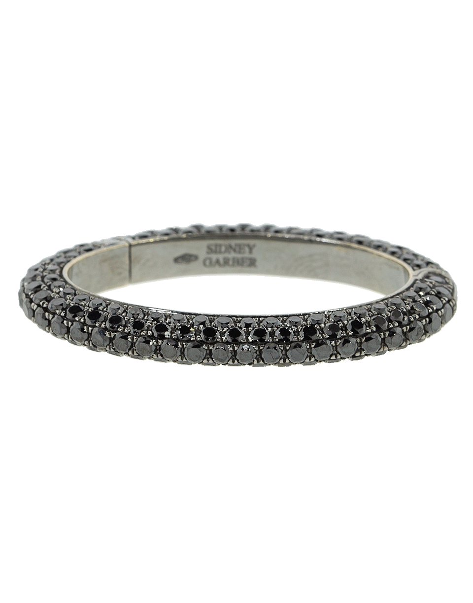 SIDNEY GARBER-Medium Black Diamond Oval Clasp Link-WHITE GOLD