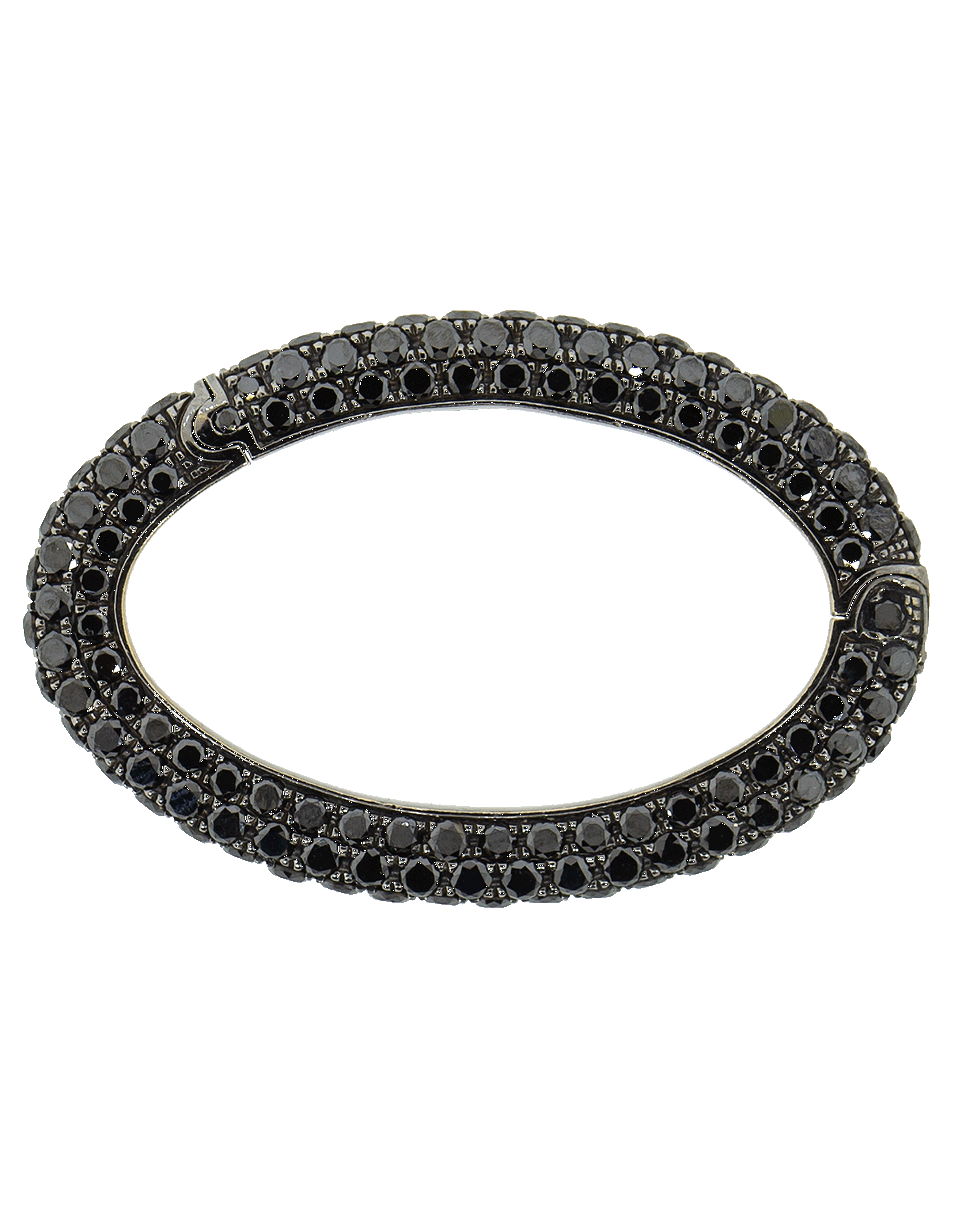 SIDNEY GARBER-Medium Black Diamond Oval Clasp Link-WHITE GOLD