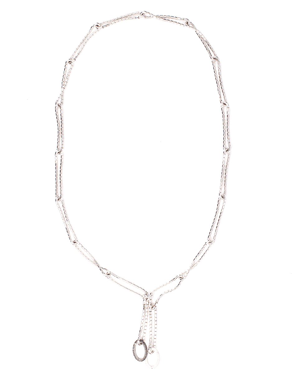 SIDNEY GARBER-Medium Oval Diamond Clasp Link-WHITE GOLD