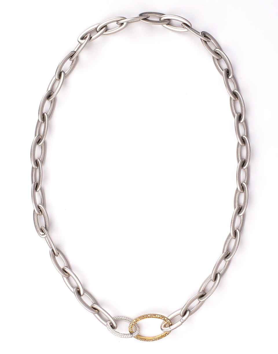 SIDNEY GARBER-Medium Oval Diamond Clasp Link-WHITE GOLD