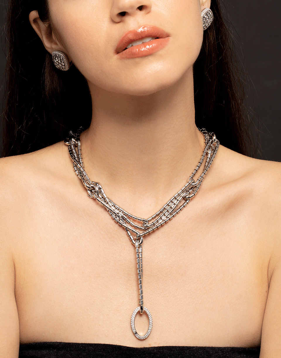 SIDNEY GARBER-Medium Oval Diamond Clasp Link-WHITE GOLD