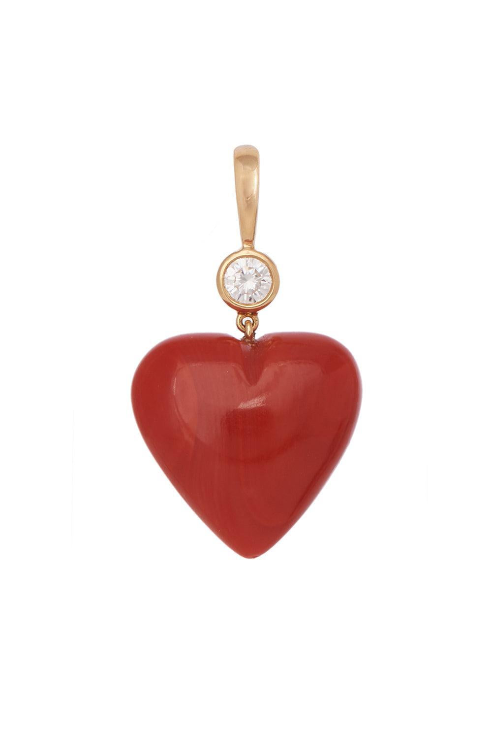 Coral Heart Pendant-YELLOW GOLD-JEWELRYFINE JEWELPENDANT-SIDNEY GARBER