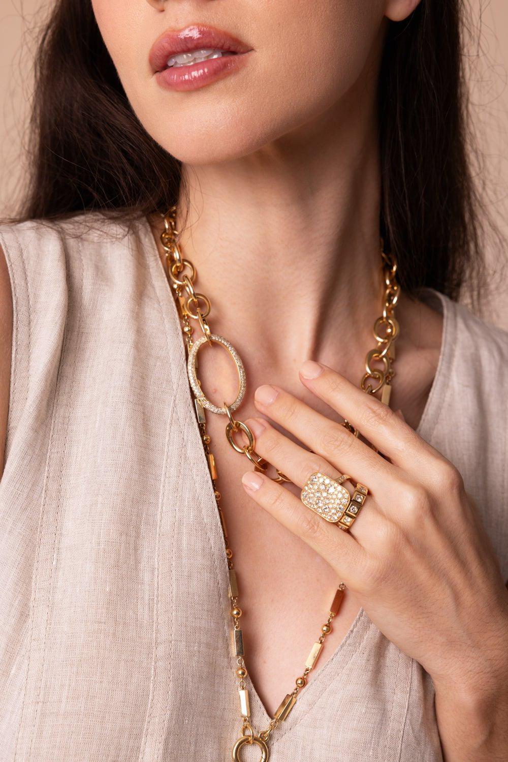 SIDNEY GARBER-Large Grey Diamond Clasp-YELLOW GOLD