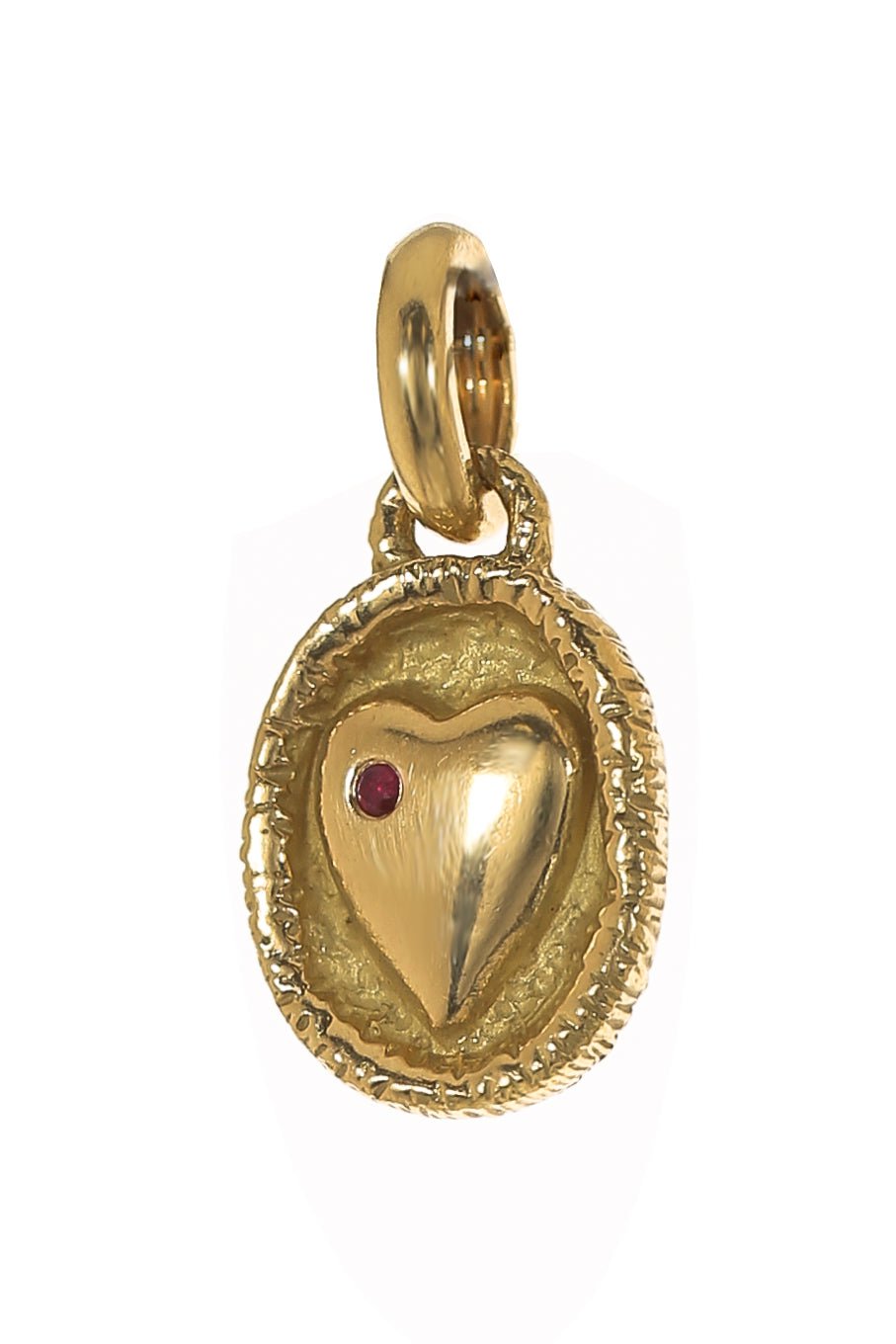 SIDNEY GARBER-Ruby Heart Charm-YELLOW GOLD