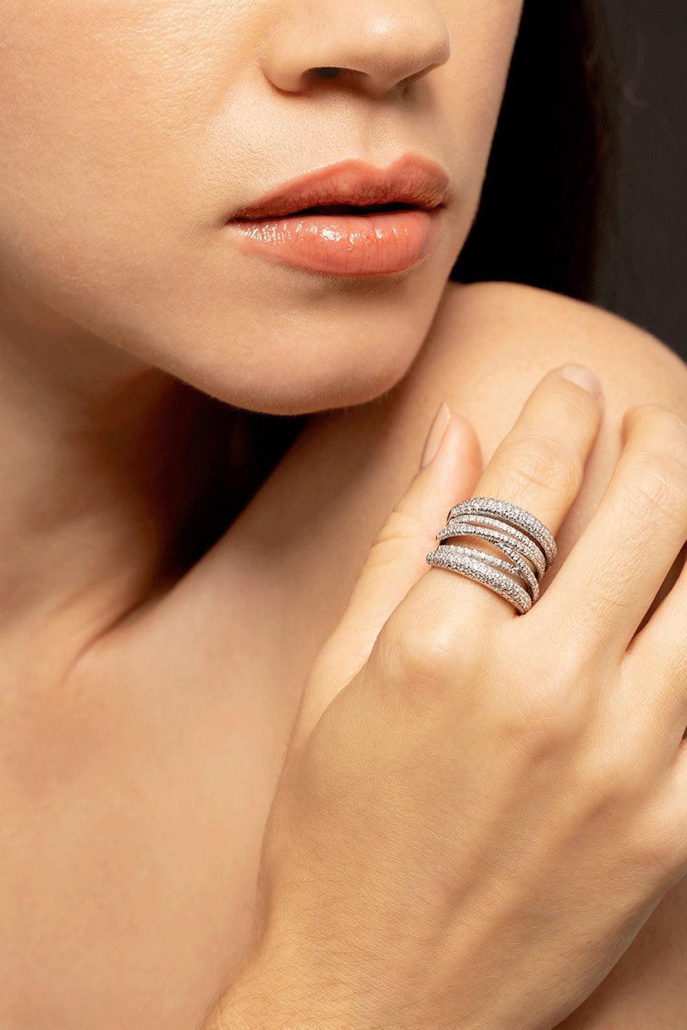 Diamond Scribble Ring - White Gold-WHITE GOLD-7-JEWELRYFINE JEWELRING-SIDNEY GARBER